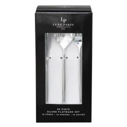 Modern Silver Plastic Cutlery Set for 10