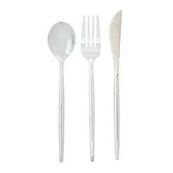 Modern Silver Plastic Cutlery Set for 10