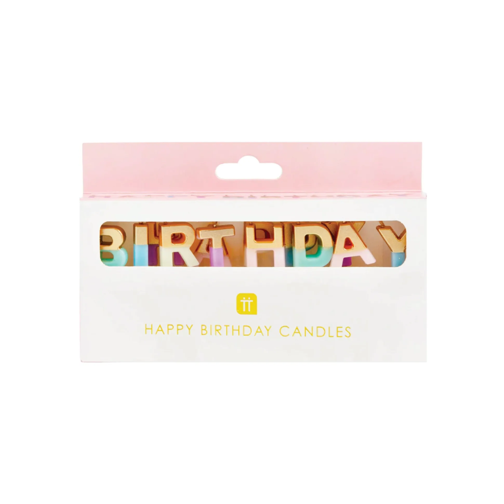 Multicolor Pastel & Gold Happy Birthday Candle Set