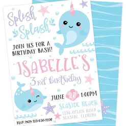 Narwhal Birthday Invitation