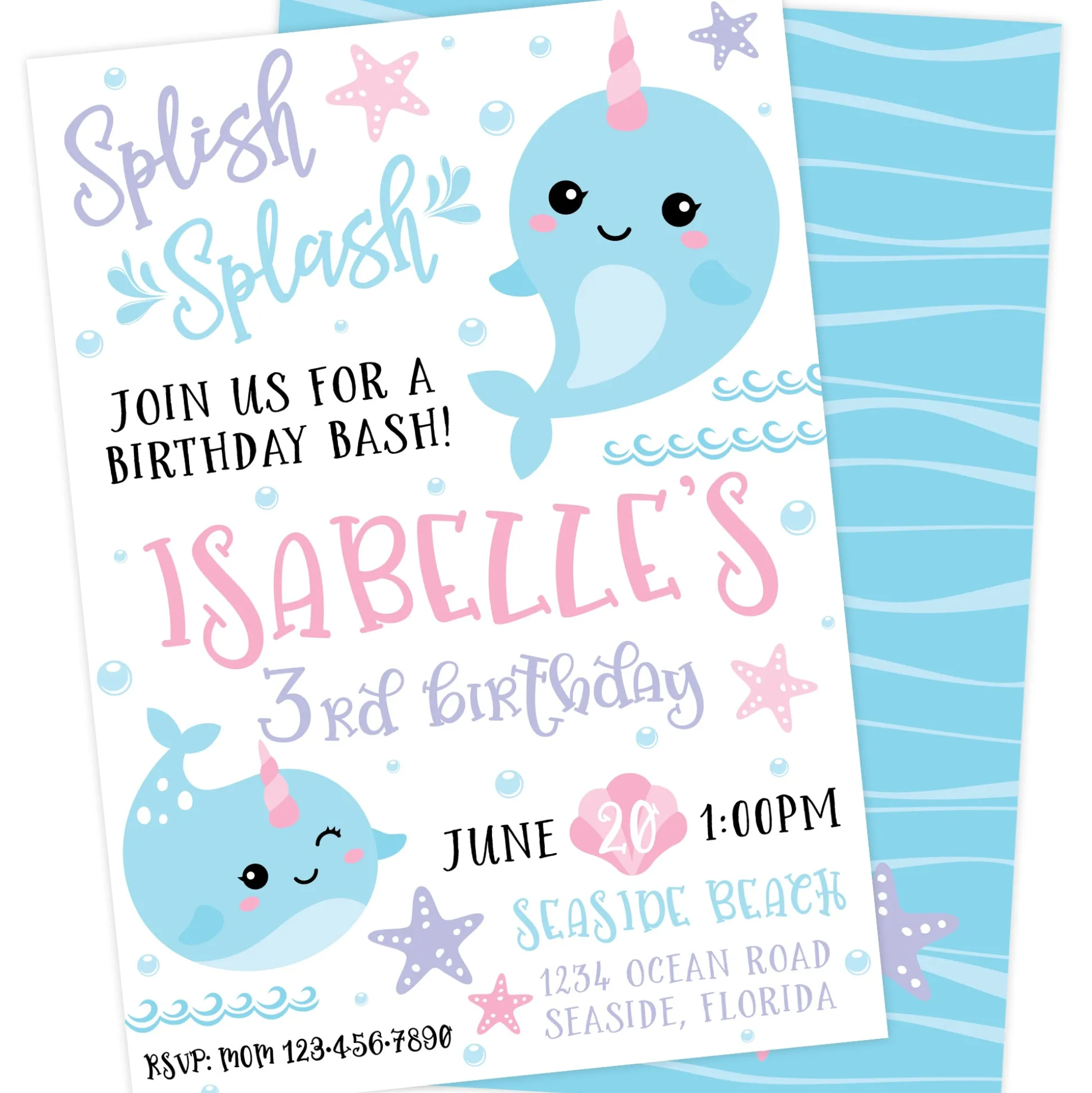 Narwhal Birthday Invitation