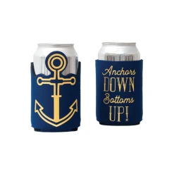 Nautical Anchors Down Bottoms Up Can Coozie