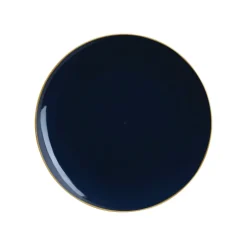 Navy & Gold Rim Plastic Dessert Plates 10ct