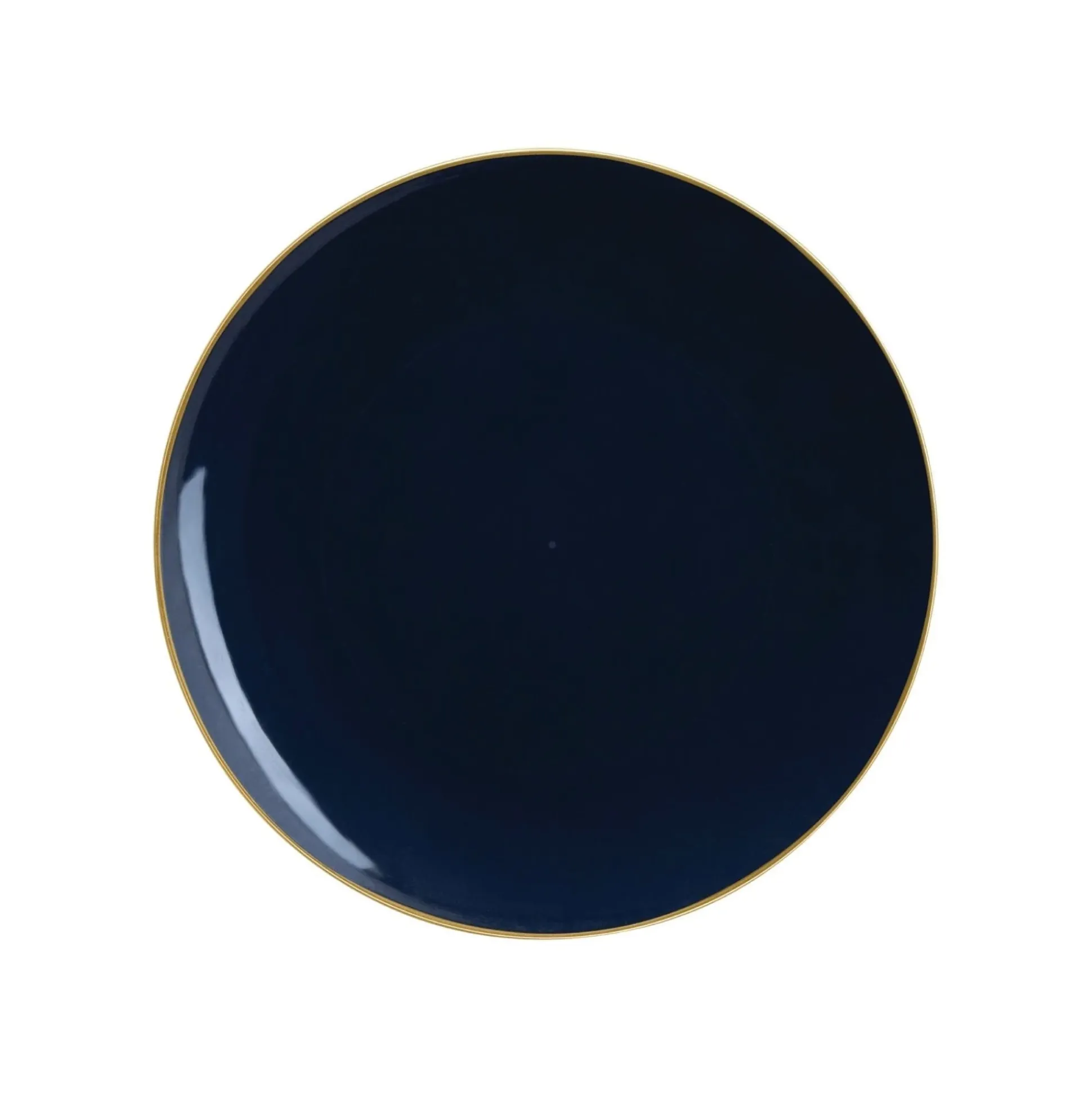 Navy & Gold Rim Plastic Dessert Plates 10ct