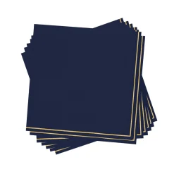 Navy & Gold Stripe Dessert Napkins 20ct
