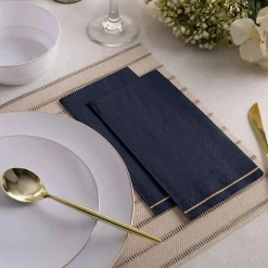 Navy & Gold Stripe Paper Guest Towels 16ct
