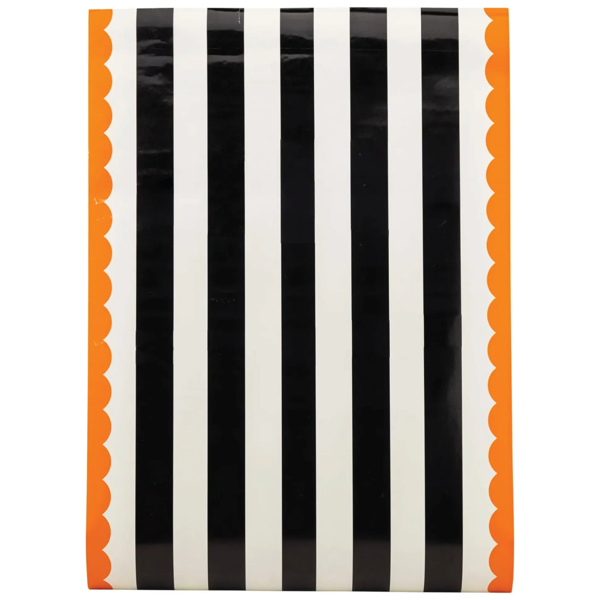 Orange & Black Striped Paper Table Runner 10ft