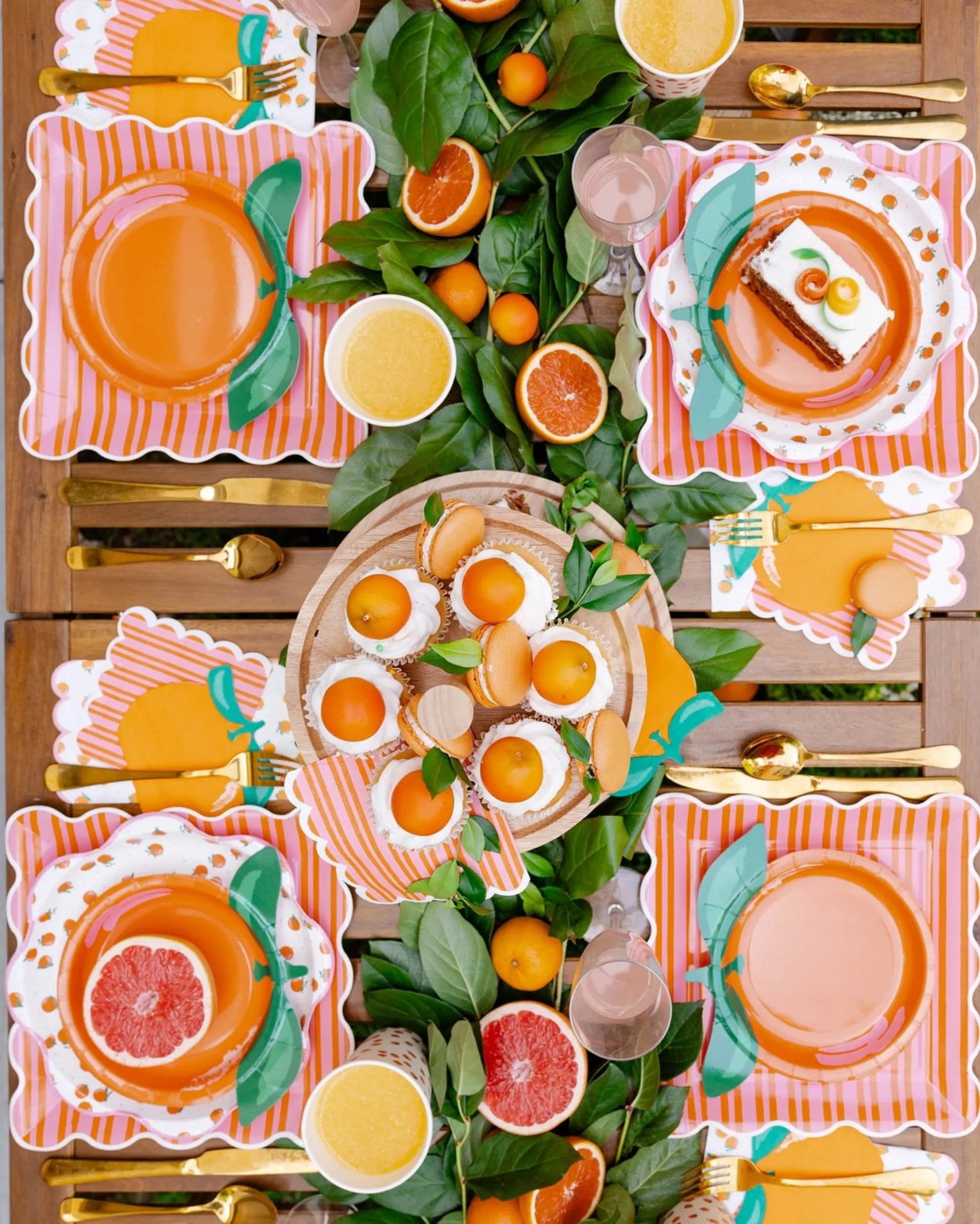 Orange & Pink Striped Dessert Napkins 24ct