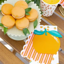 Orange & Pink Striped Dessert Napkins 24ct