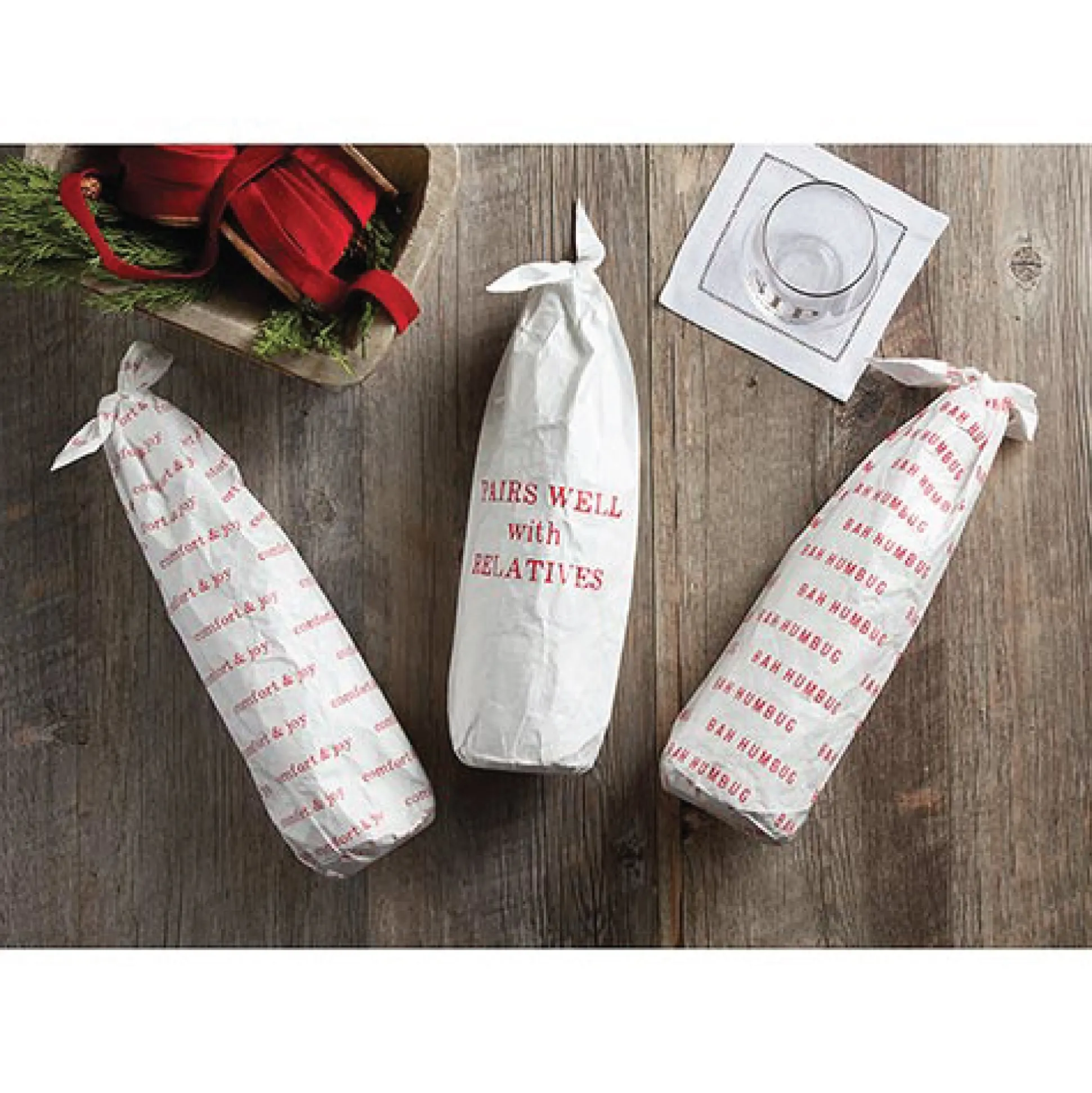Pairs Well with Relatives Tyvek Wine Bottle Bag 1ct