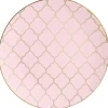 Pale Pink & Gold Lattice Plastic Dinner Plates 10ct