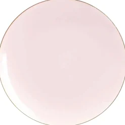 Pale Pink & Gold Rim Plastic Dinner Plates 10ct