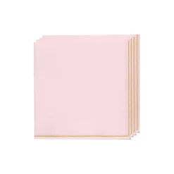 Pale Pink & Gold Stripe Dessert Napkins 20ct