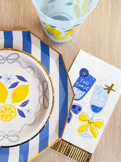 Palisades Blue Cabana Striped Dinner Plates 8ct