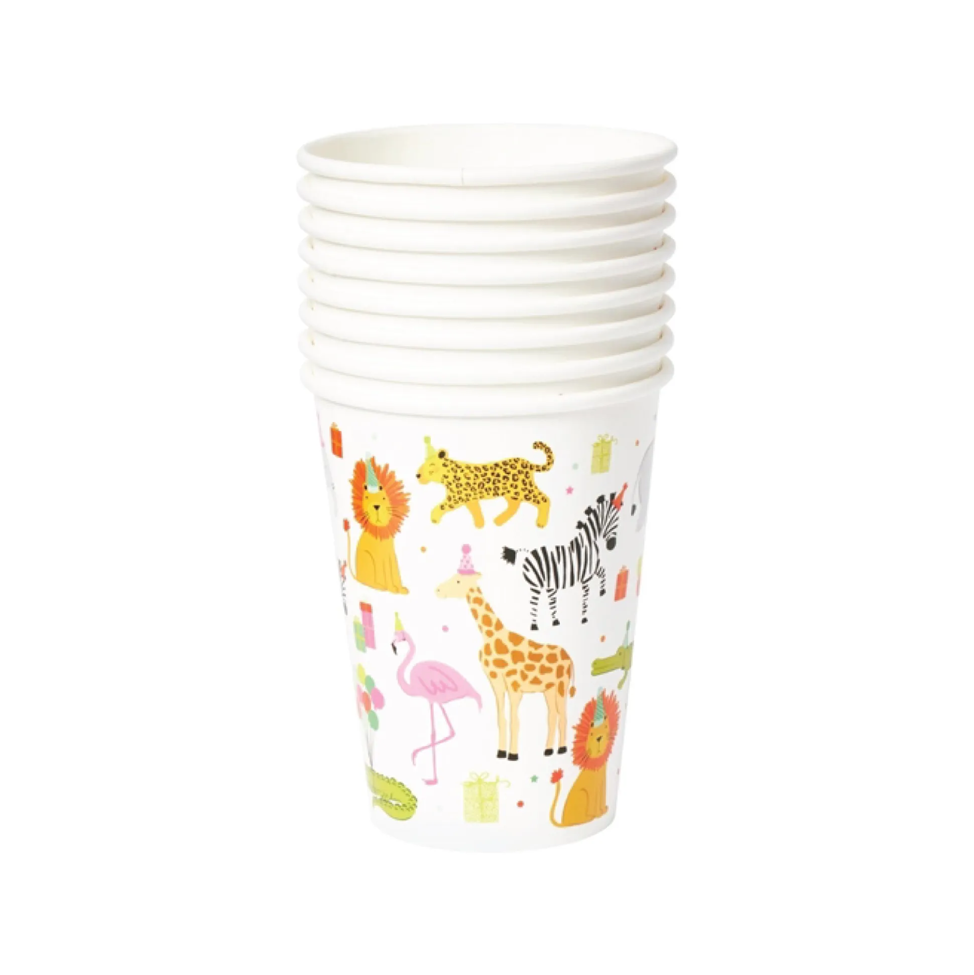 Party Animals Birthday Paper Cups & Straws 8ct