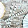 Pastel Baby Blue Striped Paper Straws 10ct
