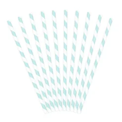 Pastel Baby Blue Striped Paper Straws 10ct