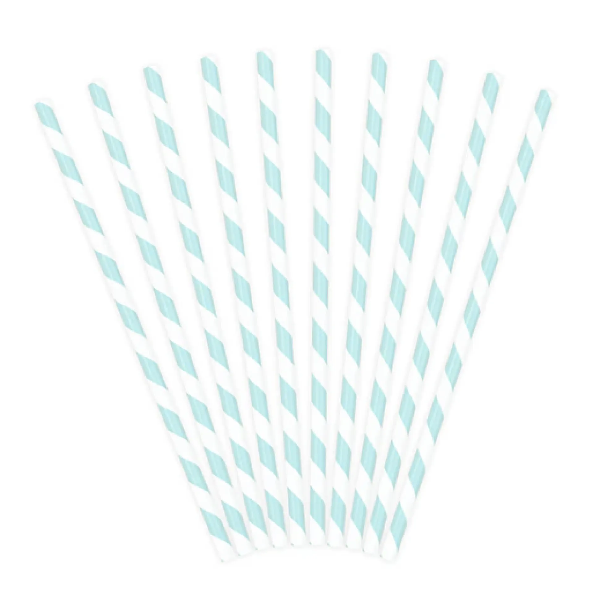 Pastel Baby Blue Striped Paper Straws 10ct