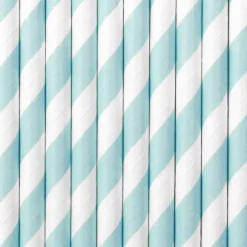 Pastel Baby Blue Striped Paper Straws 10ct