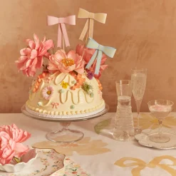Pastel Bow Cake Toppers 3ct