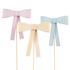 Pastel Bow Cake Toppers 3ct