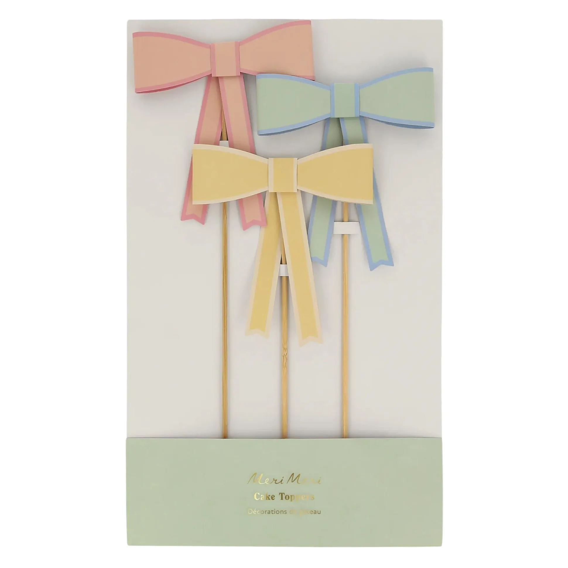Pastel Bow Cake Toppers 3ct