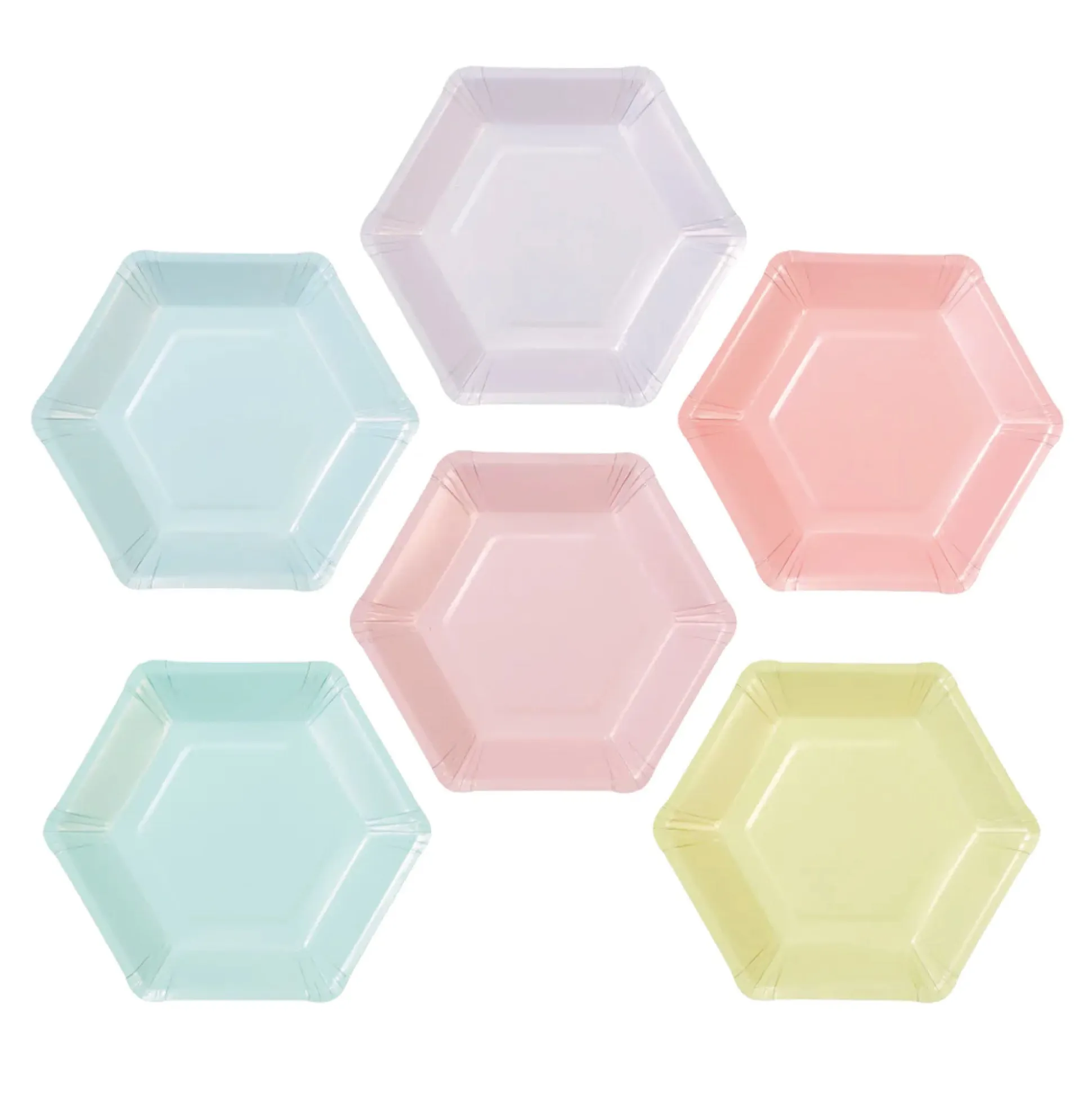Pastel Hexagonal Dessert Plates 12ct