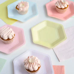 Pastel Hexagonal Dessert Plates 12ct