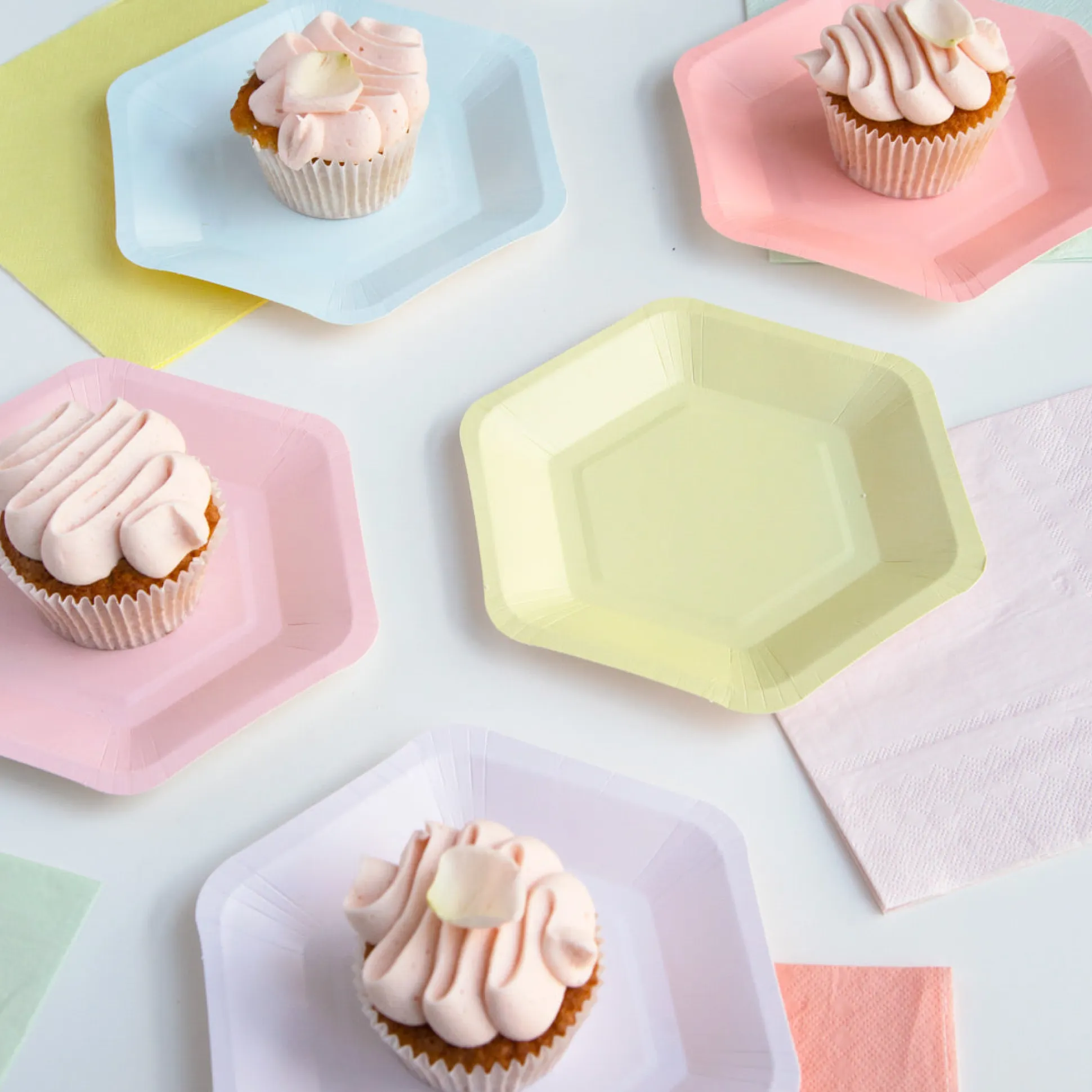 Pastel Hexagonal Dessert Plates 12ct
