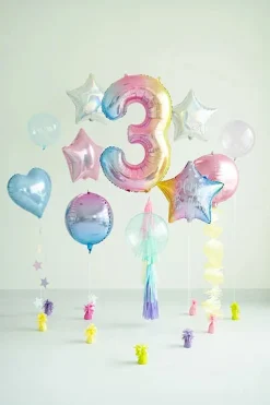 34" Pastel Rainbow Number Balloon 0-9