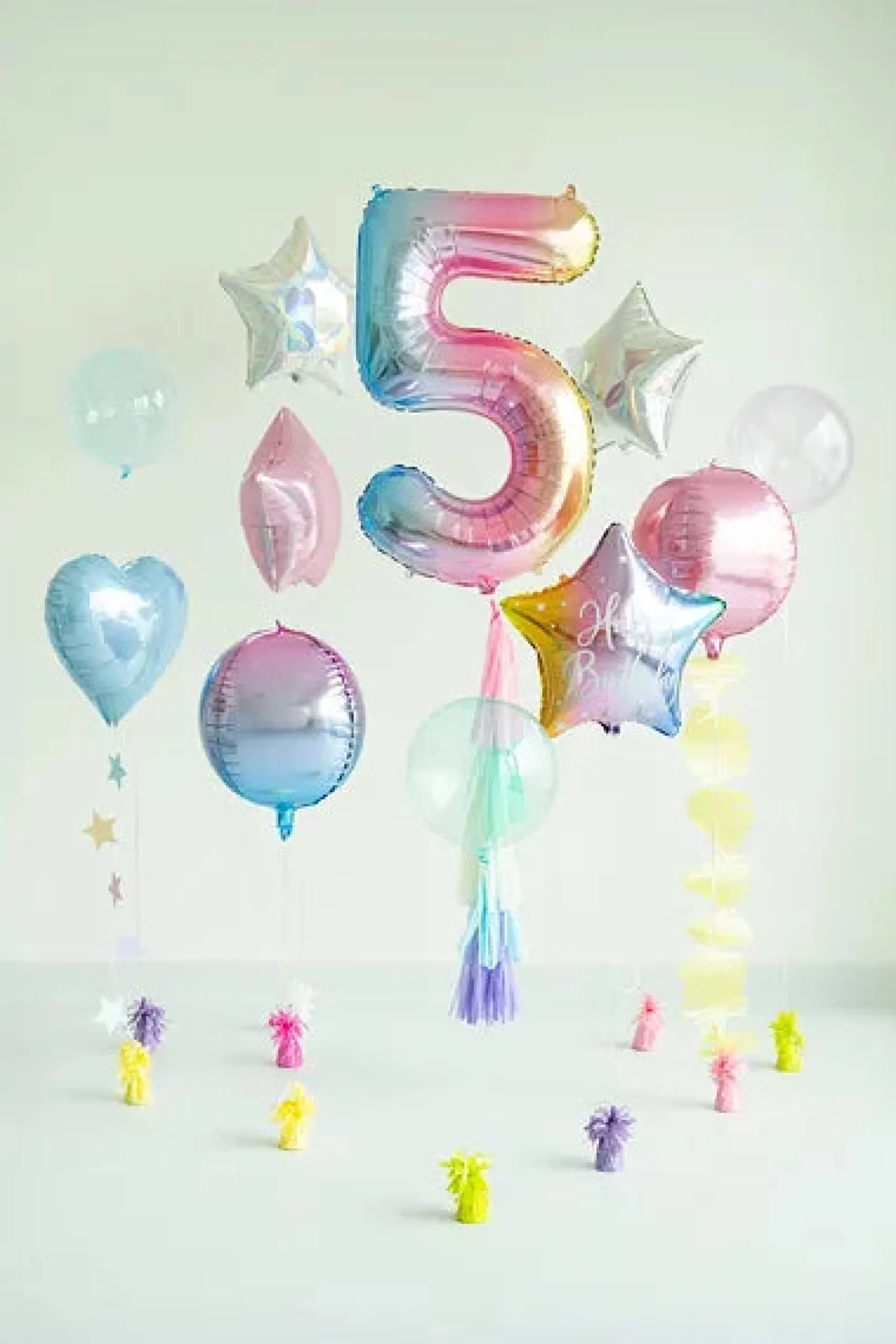 34" Pastel Rainbow Number Balloon 0-9