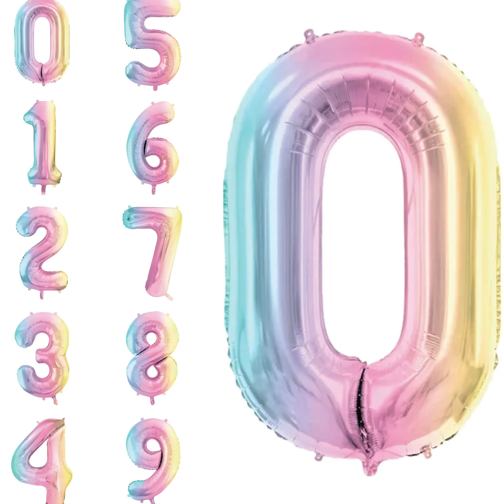34" Pastel Rainbow Number Balloon 0-9