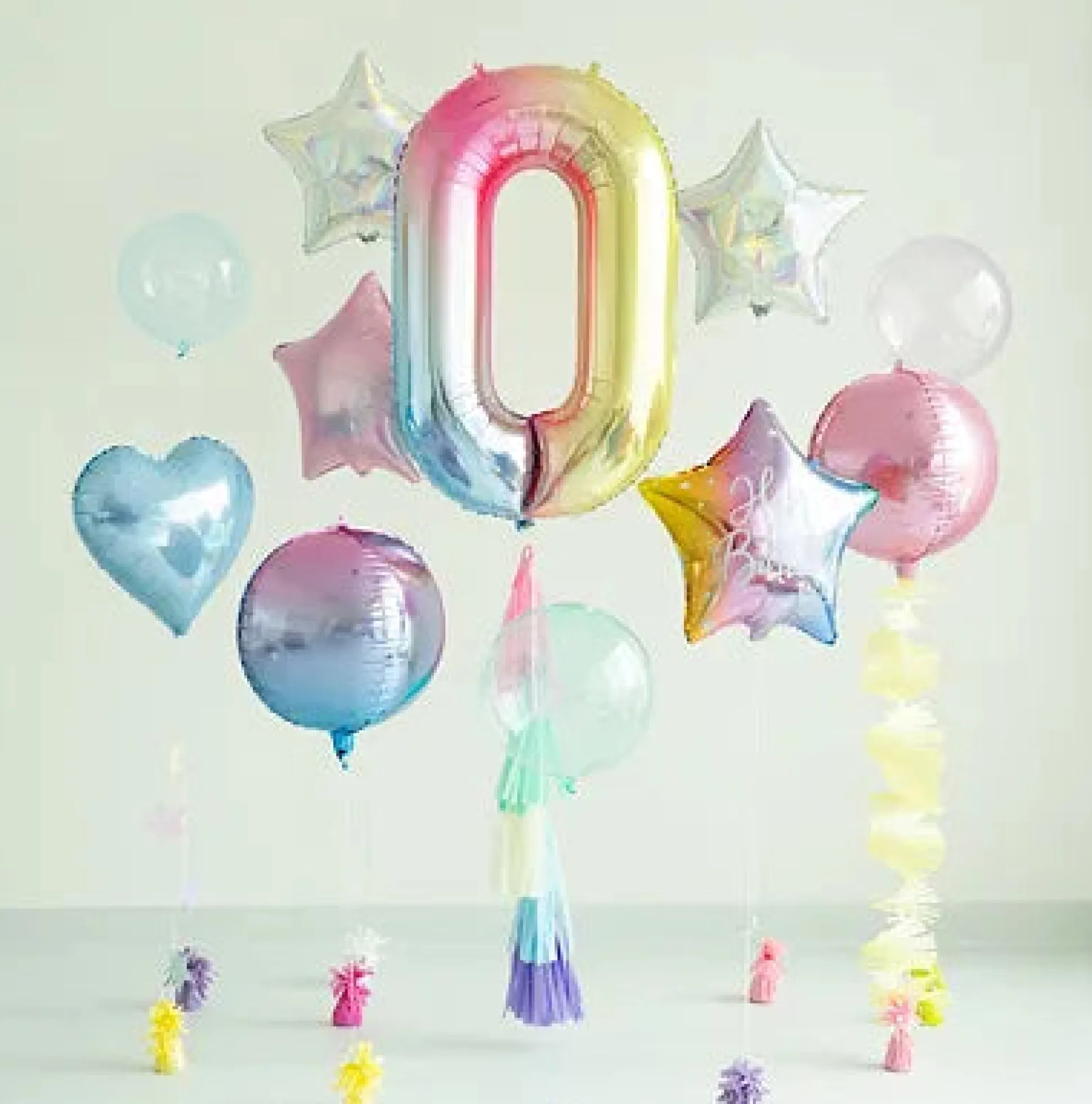 34" Pastel Rainbow Number Balloon 0-9