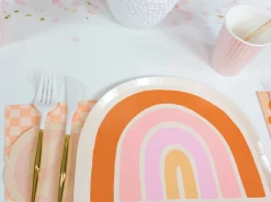 Peach & Cream Checkered Dessert Napkins 20ct
