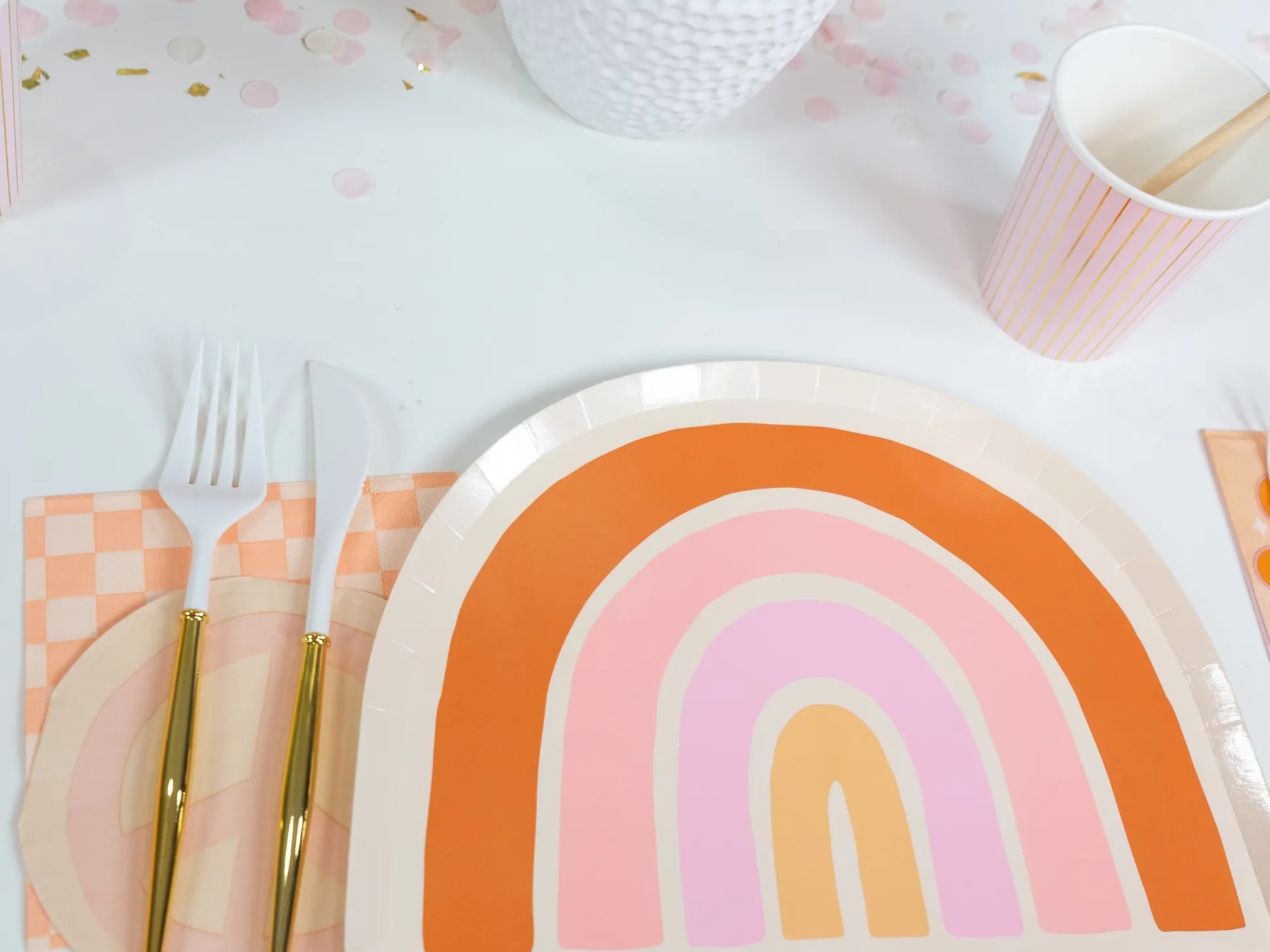 Peach & Cream Checkered Dessert Napkins 20ct
