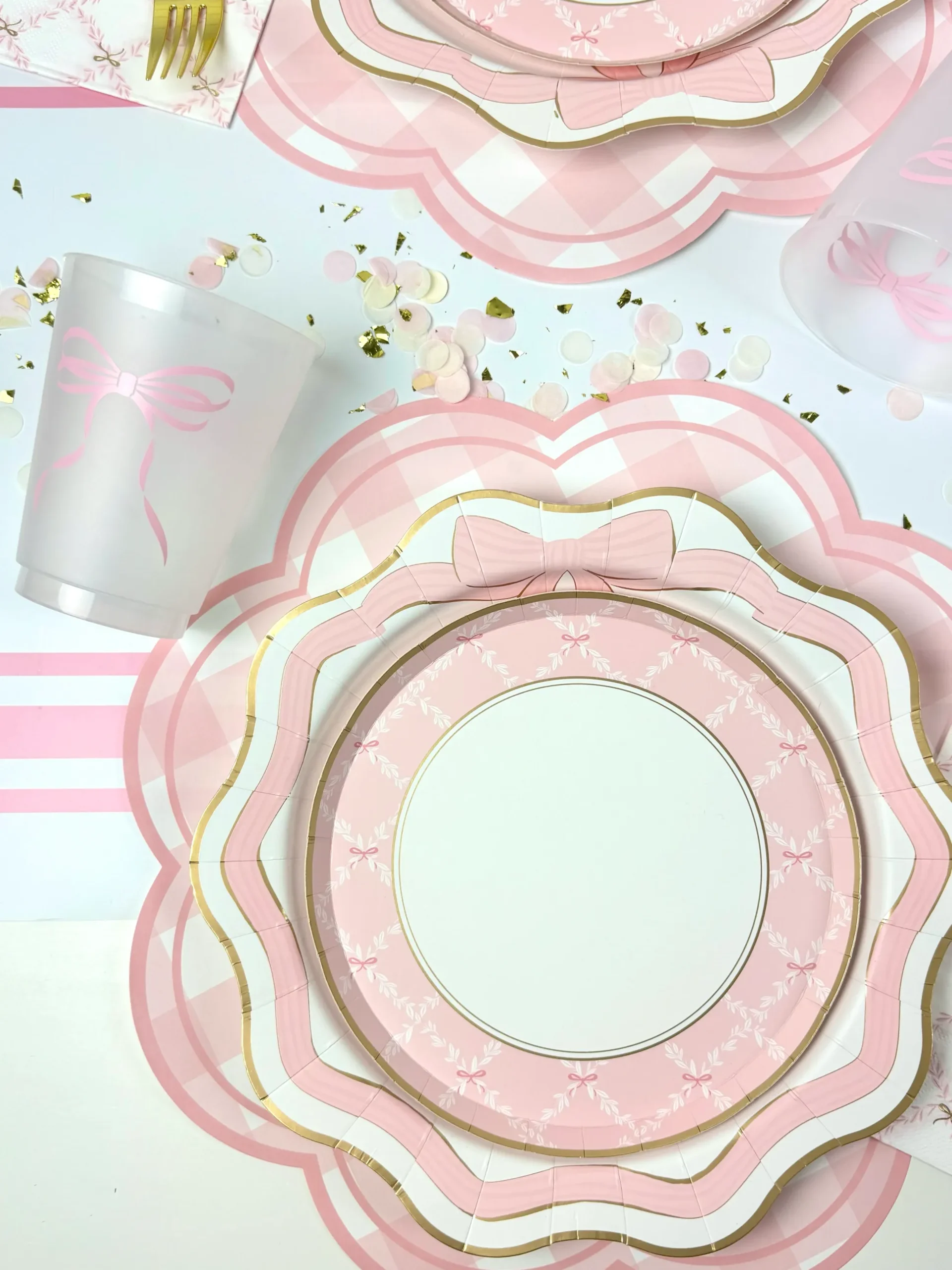Petal Pink Bow Trellis Dessert Plates 8ct