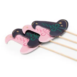 Pink & Black Witch Hat Cupcake Toppers 16ct