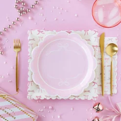 Pink Bow Pattern Lunch Plates 8ct