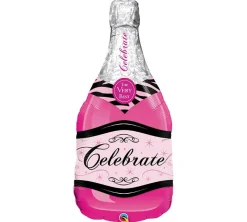 Pink Bubbly Wine Bottle Balloon 39in