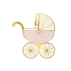 Pink Carriage Baby Shower Dessert Napkins 20ct