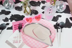 Pink Checkered Dinner Plates 8ct
