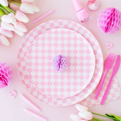 Pink Checkered Lunch Napkins 16ct