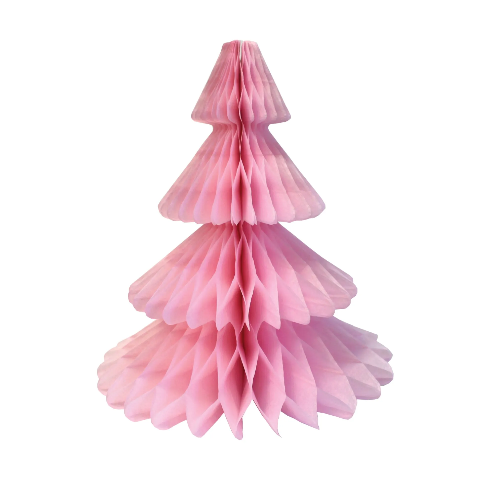 Pink Christmas Tree Honeycomb Paper Centerpiece 12in