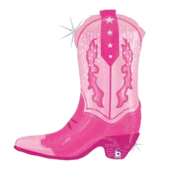 Pink Cowgirl Boot Foil Balloon 29in