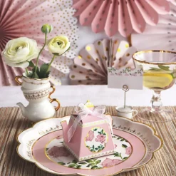 Pink Floral Tea Time Favor Boxes 24ct