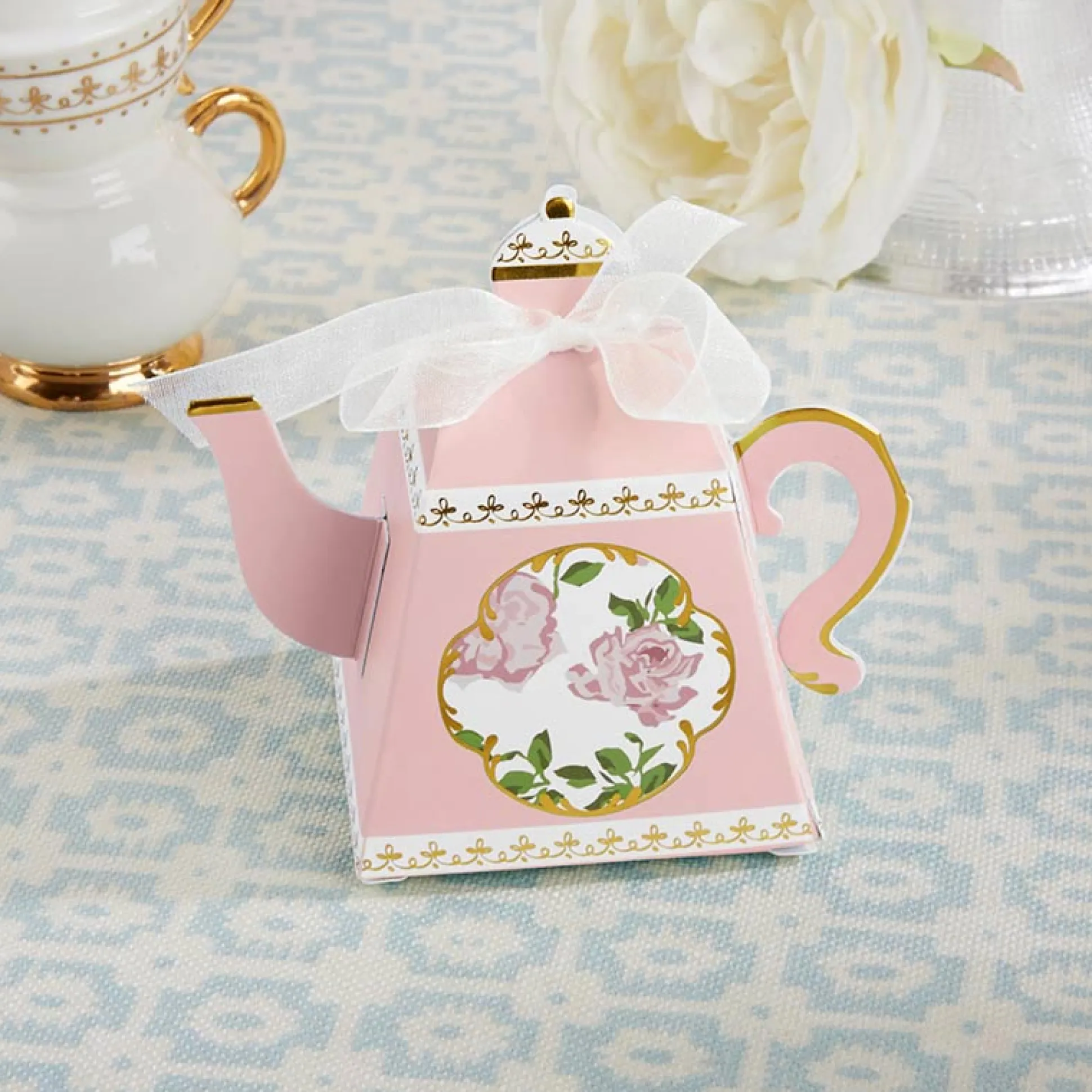 Pink Floral Tea Time Favor Boxes 24ct