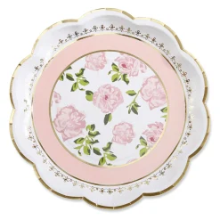 Pink Floral Tea Time Lunch Plates 16ct