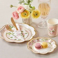Pink Floral Tea Time Lunch Plates 16ct
