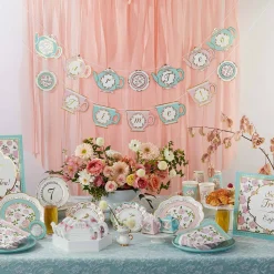 Pink Floral Tea Time Lunch Plates 16ct