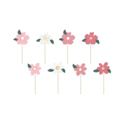 Pink Flower Cupcake Toppers 8ct